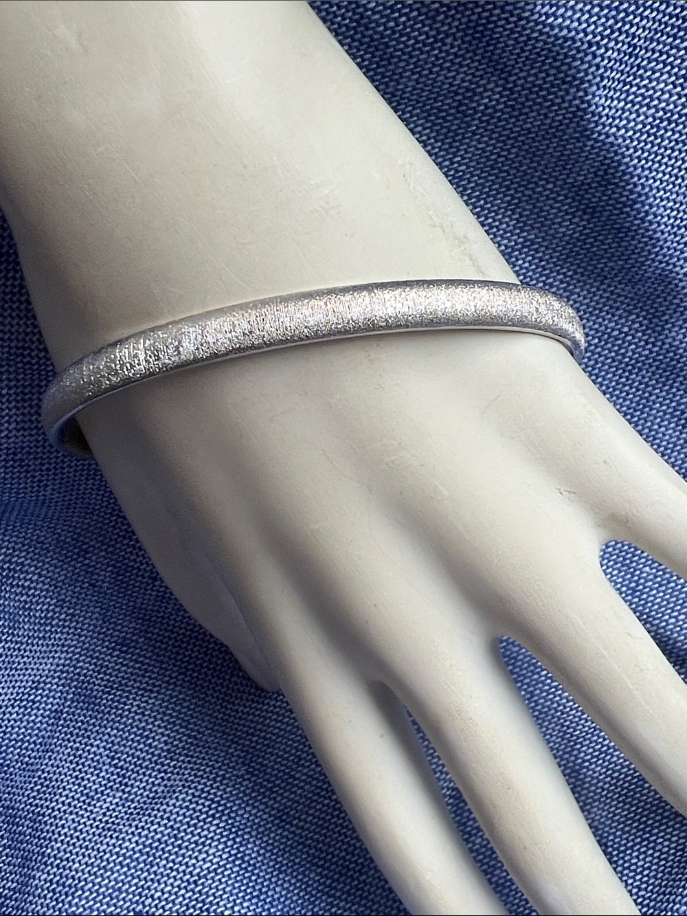 Monet Silver Textured Bangle Bracelet
